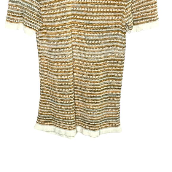 Zara SM Mens Striped Knit Short Sleeve Shirt Crew Neck Neutral Tones - Picture 6 of 11
